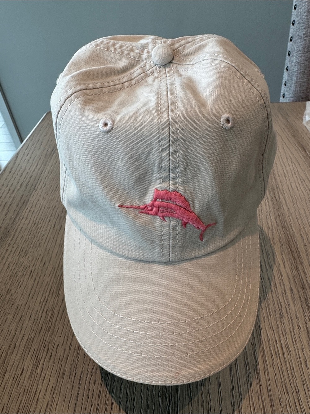 Tommy Bahama Beige Cap with Pink Embroidered Mai Tai
